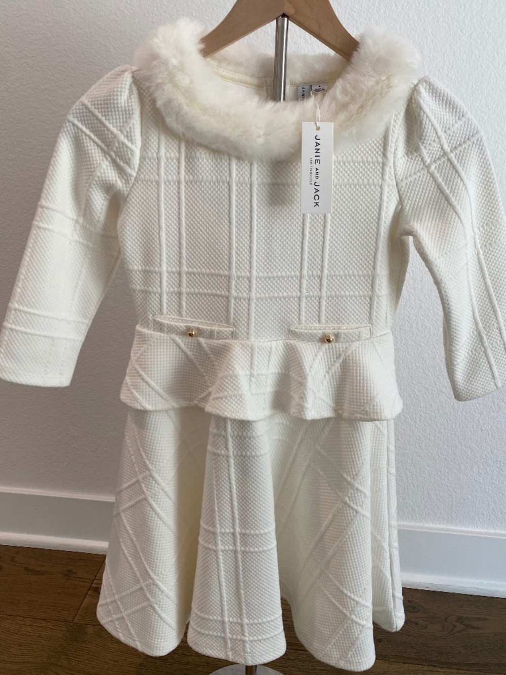 Janie and Jack White Fur Collar Dress - NWT